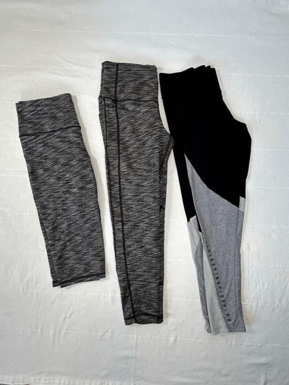 Victoria's Secret Workout Pants Lot of 3 Size L Victoria Sport/Yoga Black/Gray